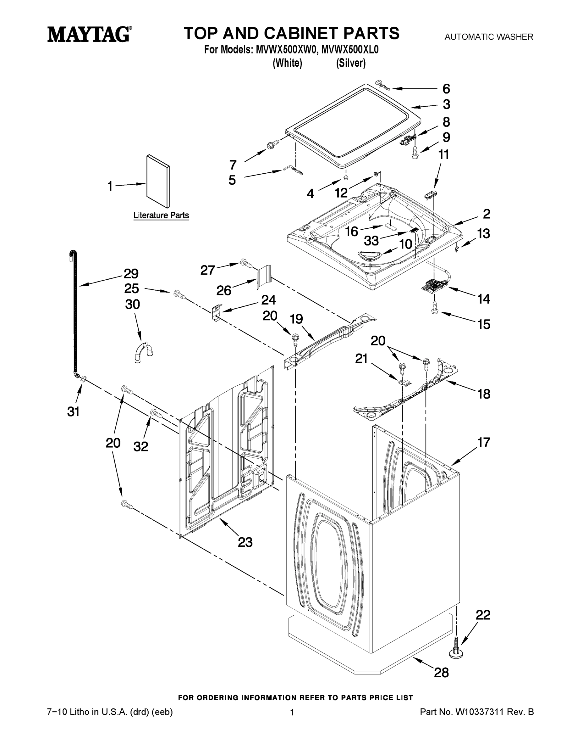 01 - TOP AND CABINET PARTS