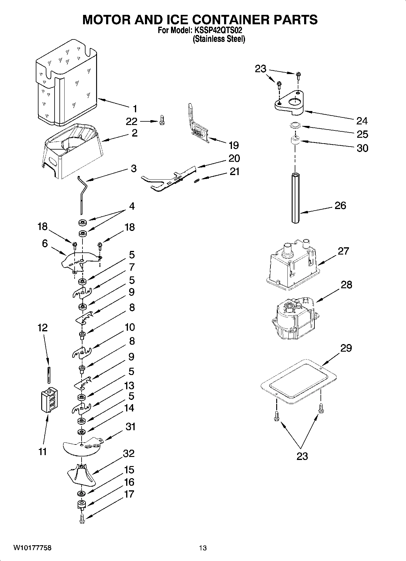 09 - MOTOR AND ICE CONTAINER PARTS