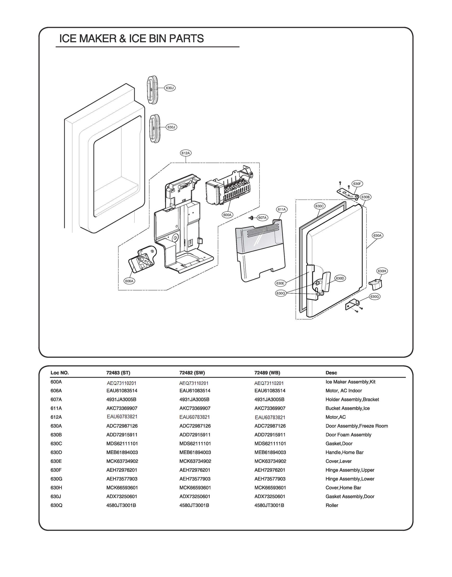 ICE MAKER & ICE BIN PARTS