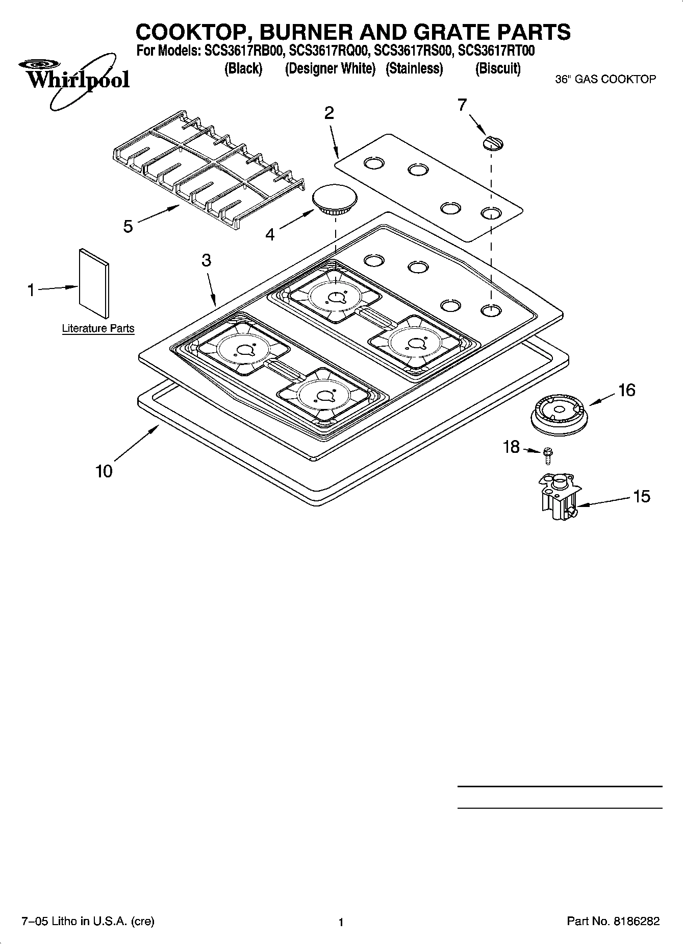 01 - COOKTOP, BURNER AND GRATE PARTS