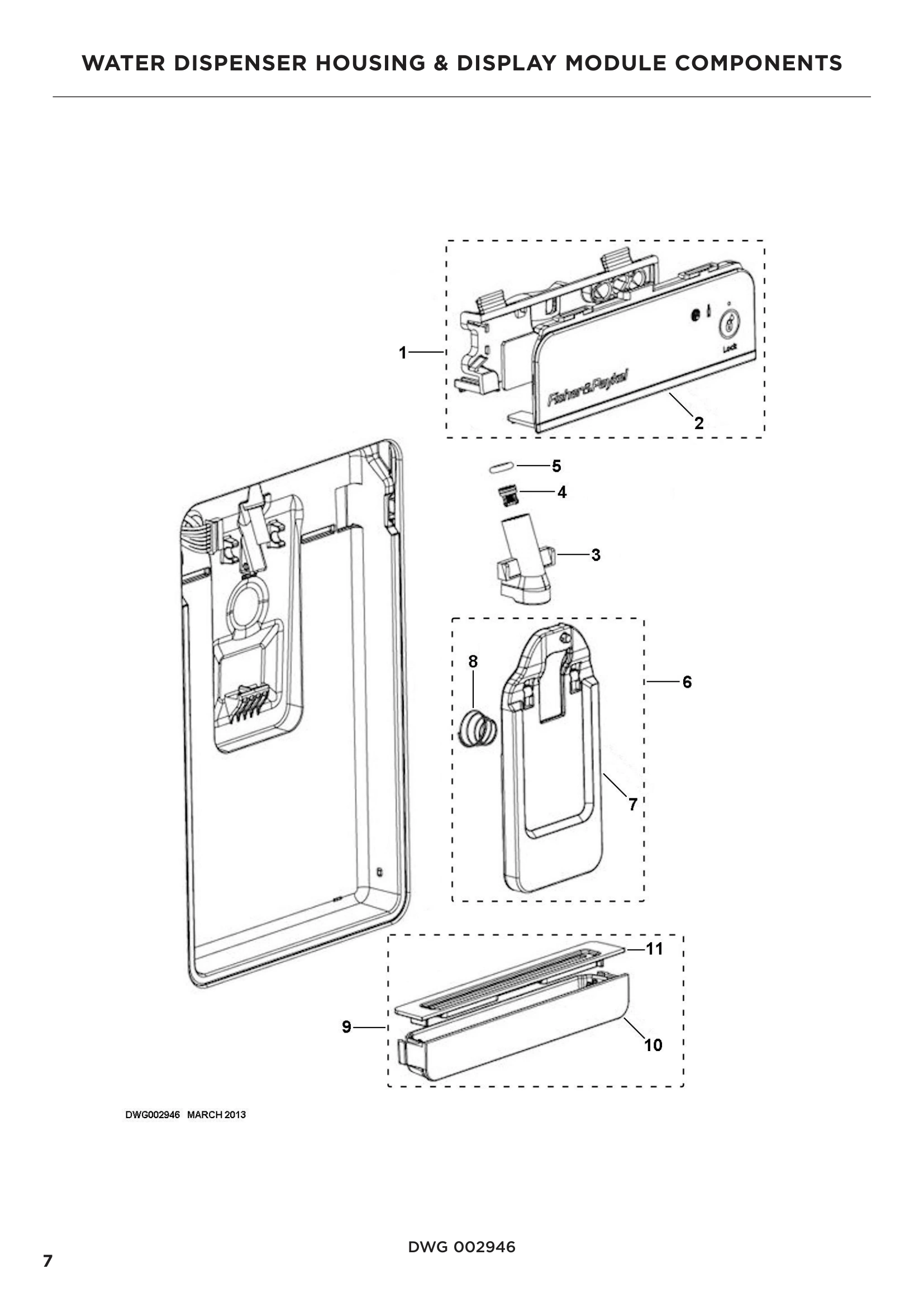 WATER DISPENSER HOUSING & DISPLAY MODULE COMPONENTS