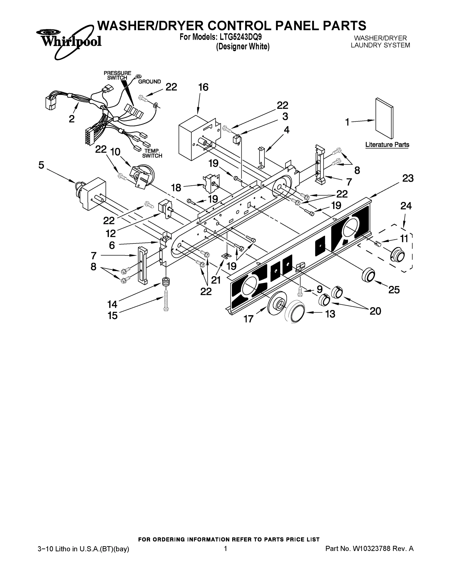 01 - WASHER/DRYER CONTROL PANEL PARTS