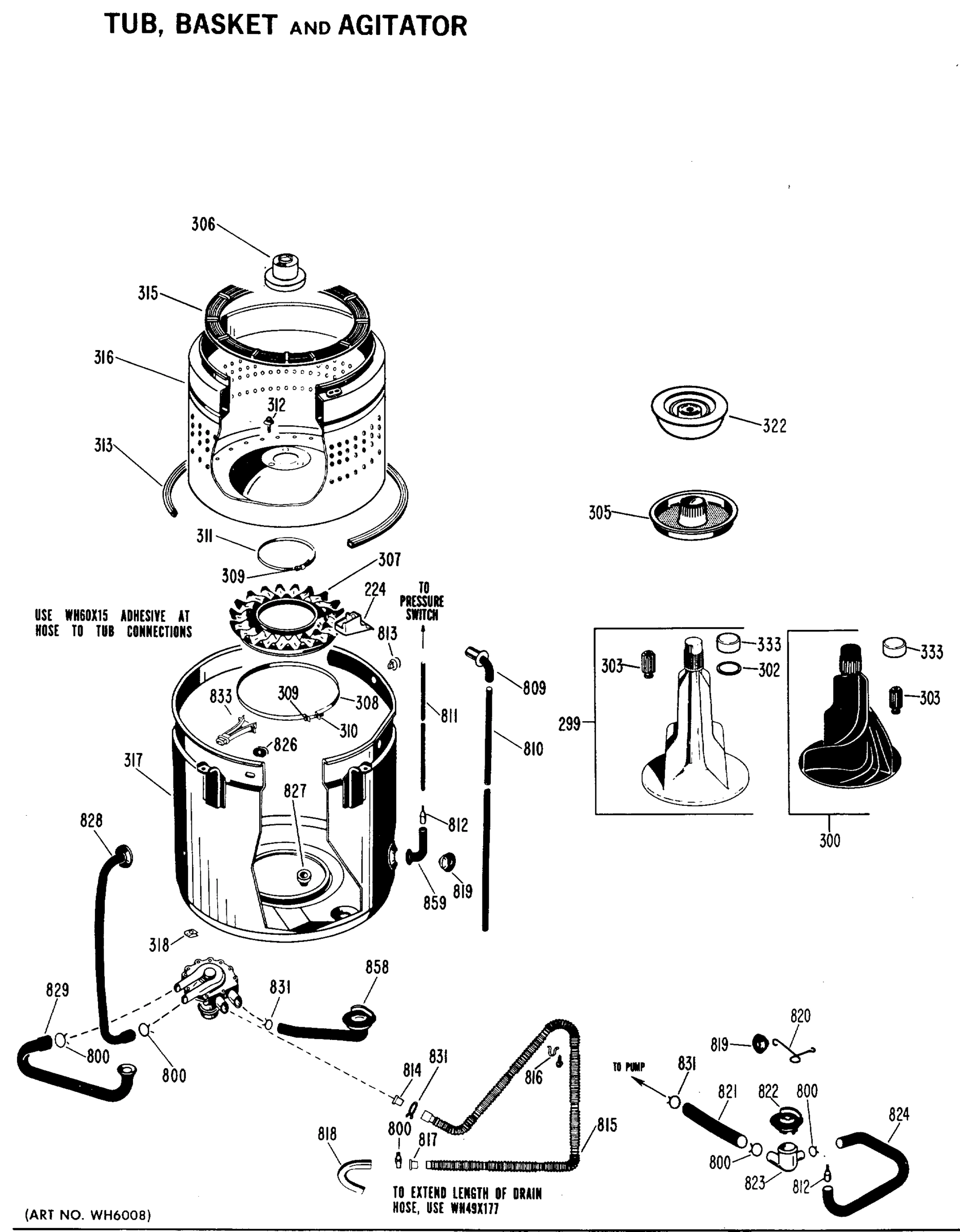TUB, BASKET AND AGITATOR