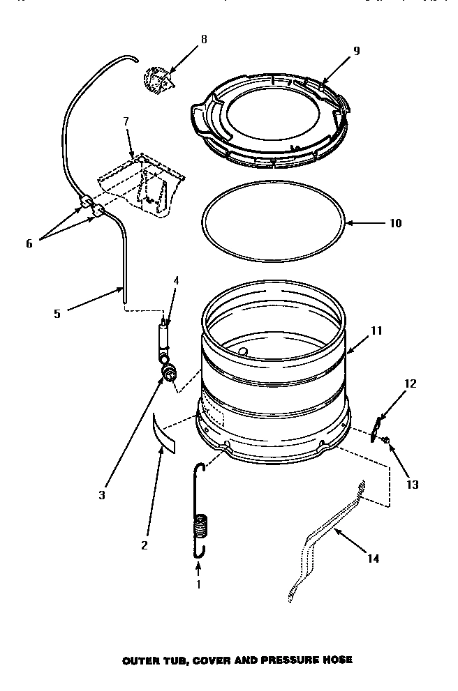 12 - OUTER TUB, COVER AND PRESSURE HOSE