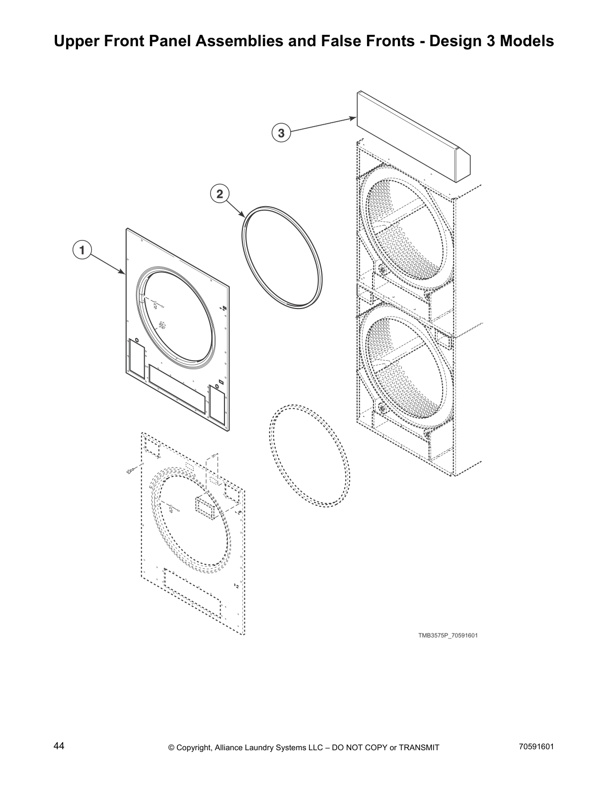 Upper Front Panel Assemblies and False Fronts - Design 3 Models