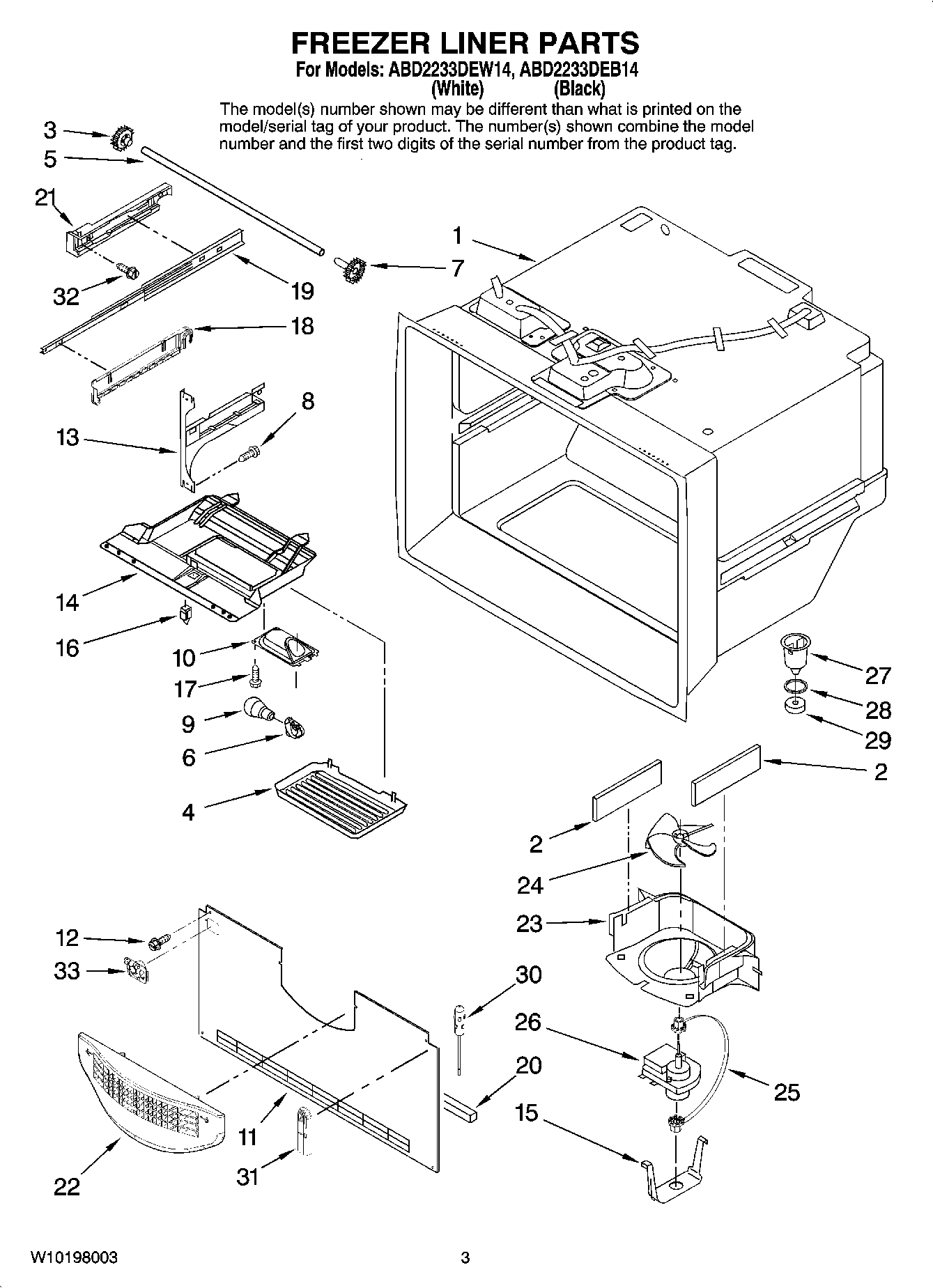 02 - FREEZER LINER PARTS