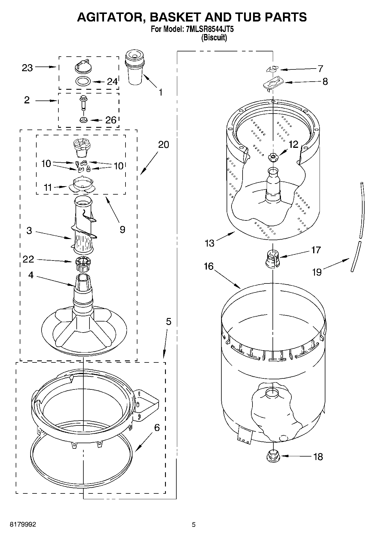03 - AGITATOR, BASKET AND TUB PARTS