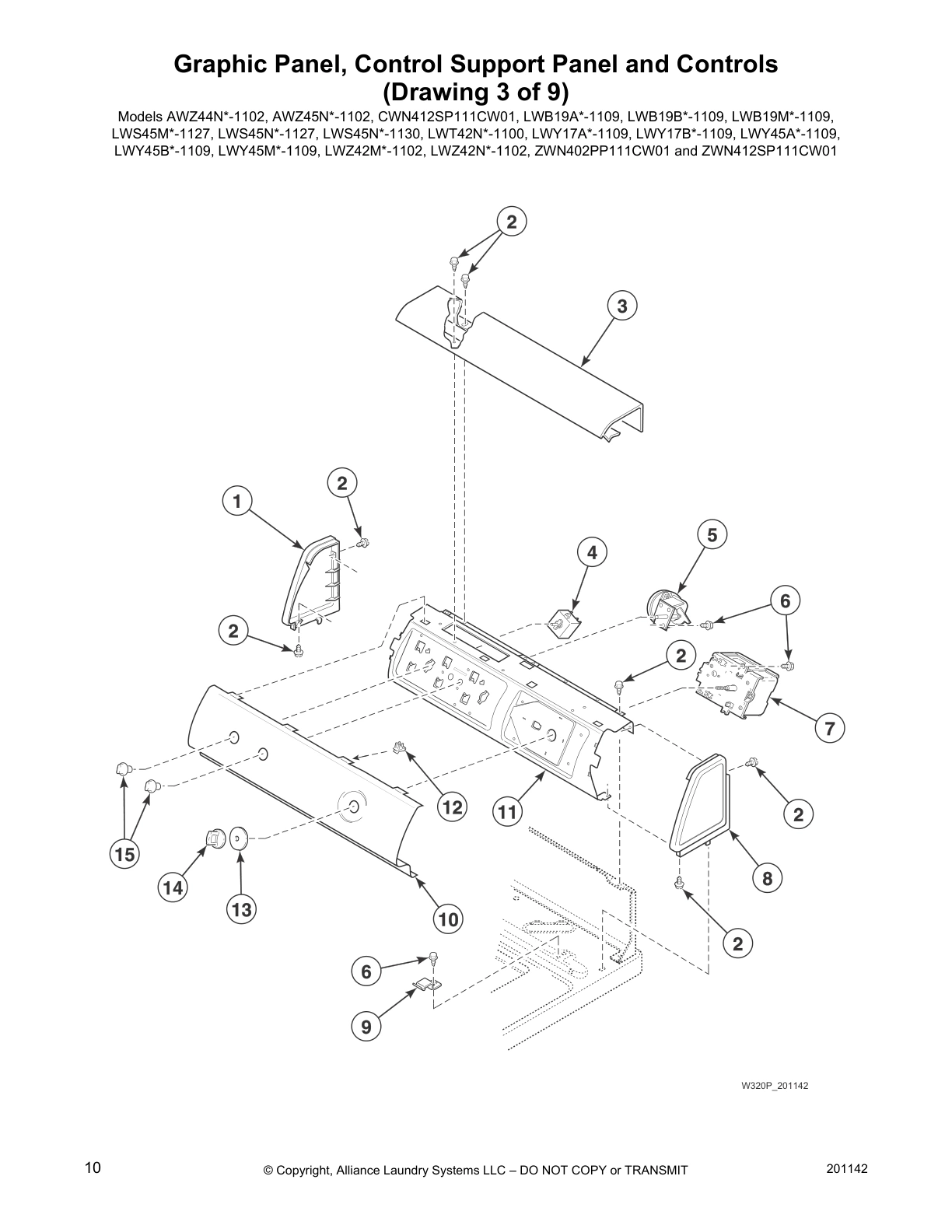 Graphic Panel, Control Support Panel and Controls
(Drawing 3 of 9)