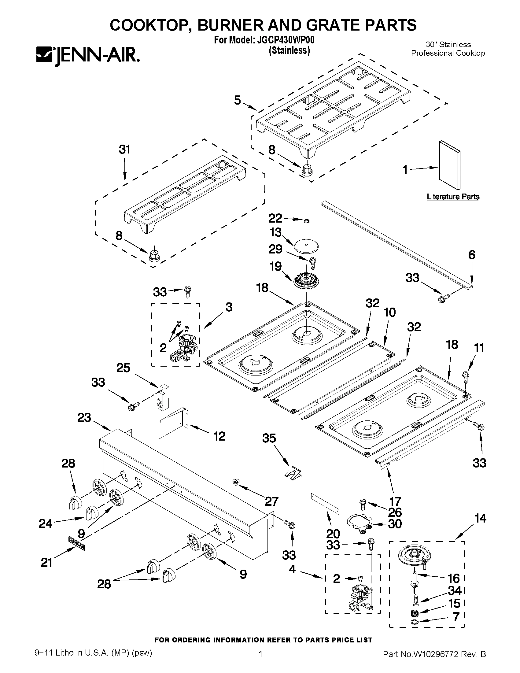 01 - COOKTOP, BURNER AND GRATE PARTS