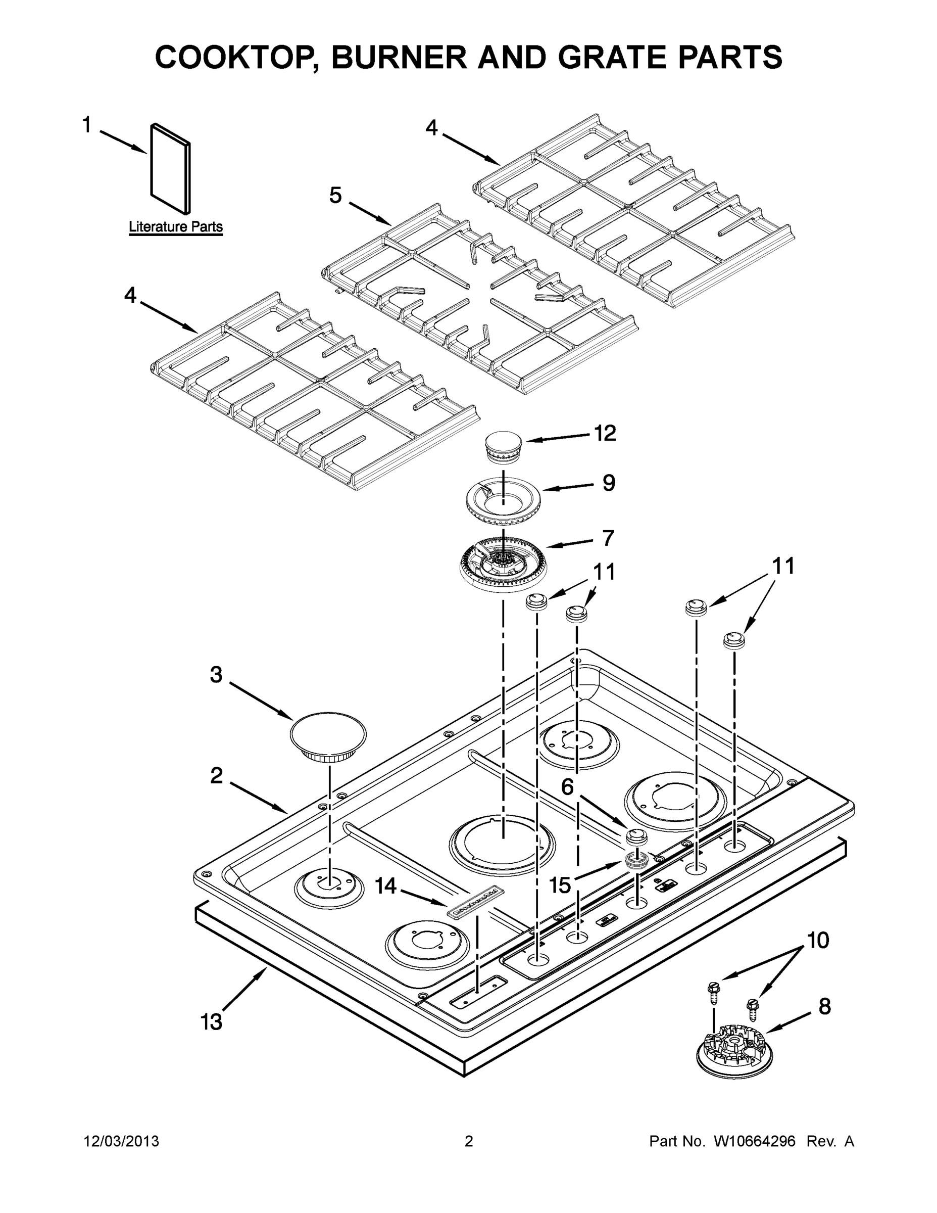 02 - COOKTOP, BURNER AND GRATE PARTS