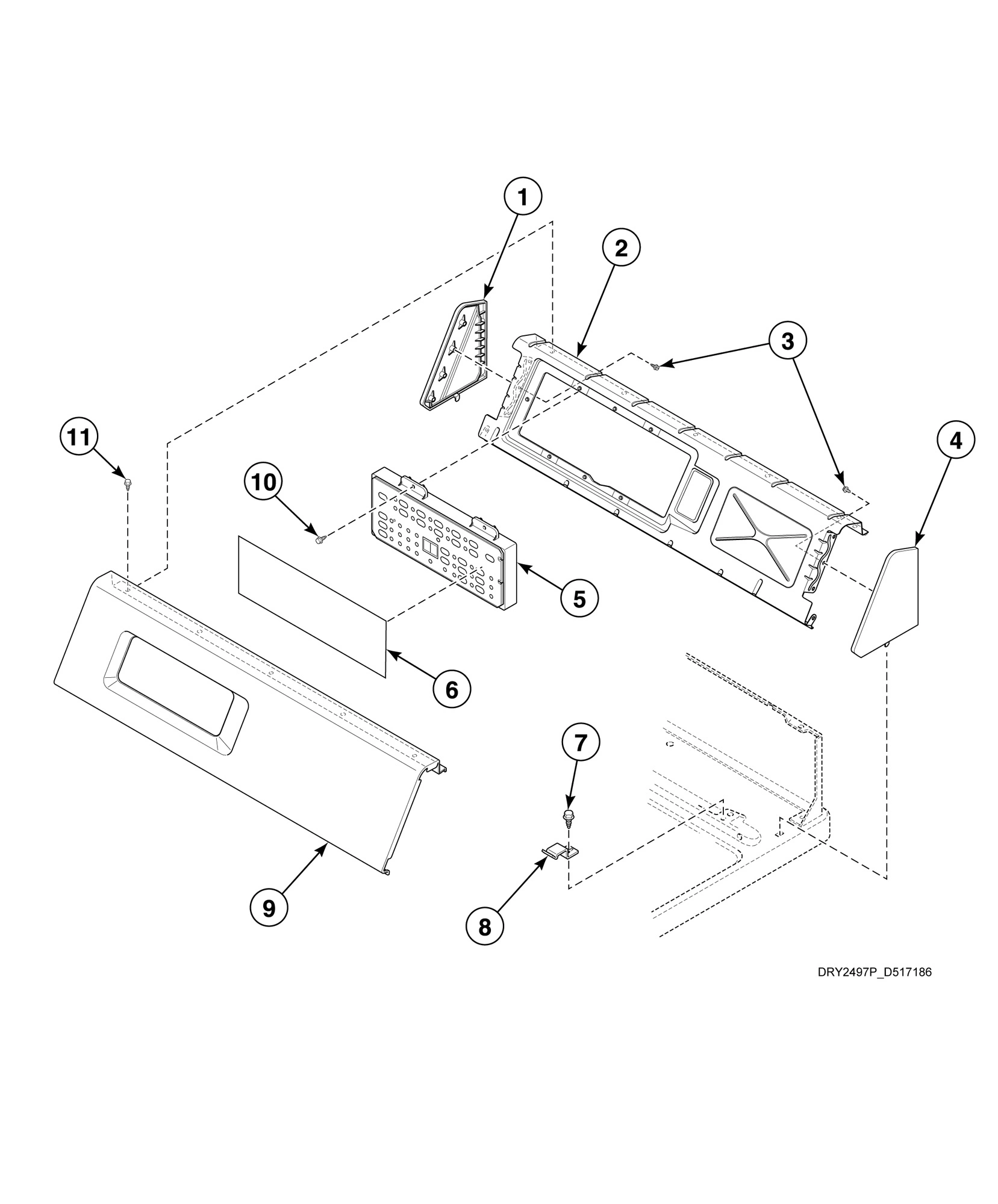 Graphic Panel, Control Support Panel and Controls - Rear Control (Drawing 2 of 2)