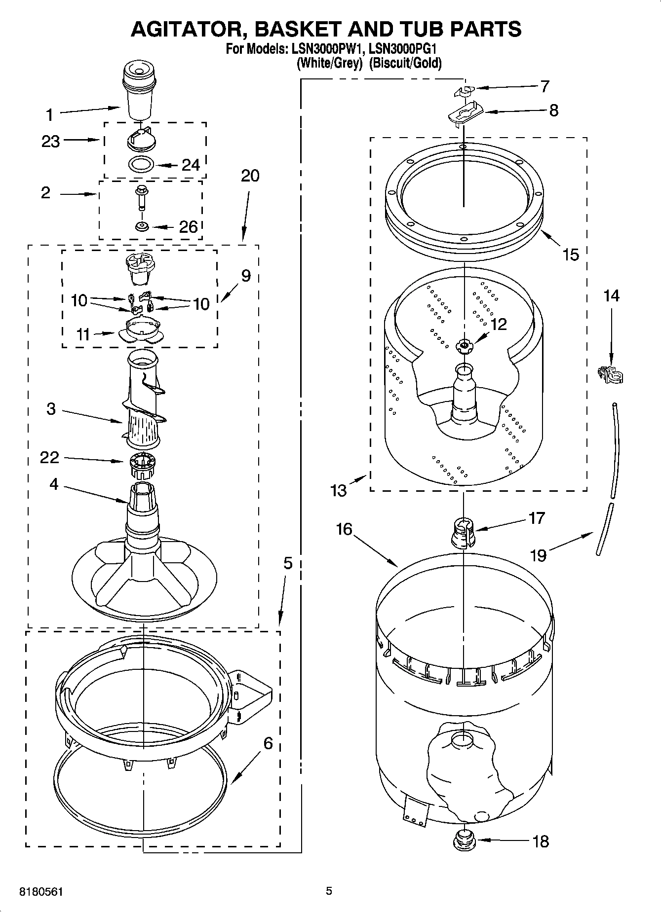 03 - AGITATOR, BASKET AND TUB PARTS