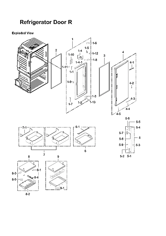 Right Refrigerator Door Parts