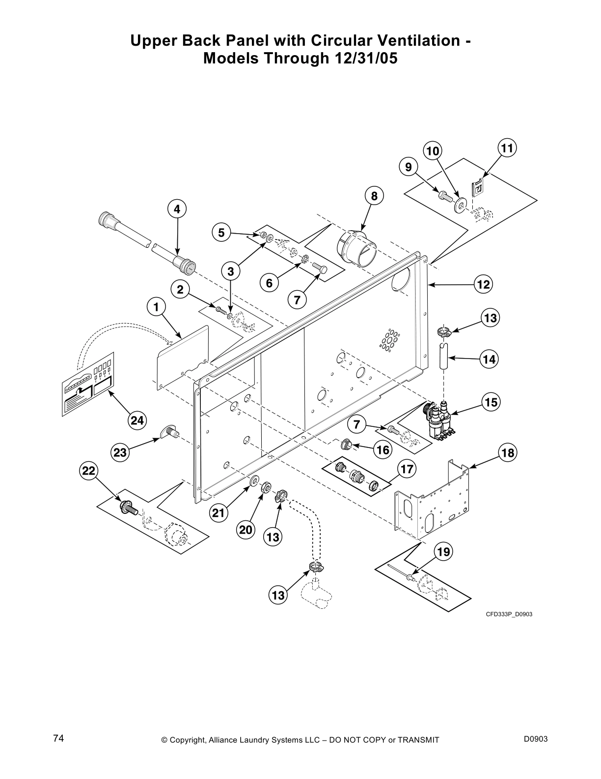 Upper Back Panel with Circular Ventilation - 
Models Through 12/31/05