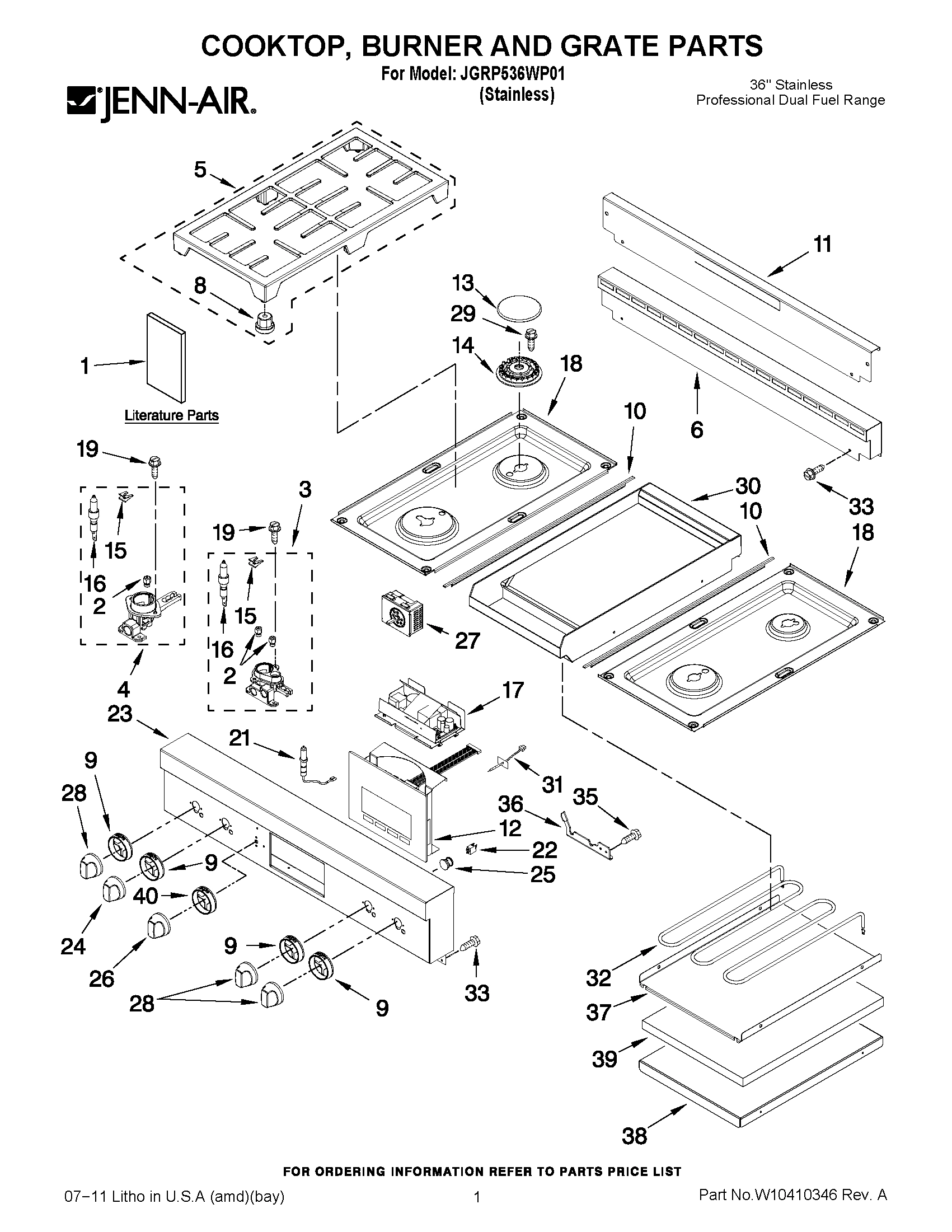 01 - COOKTOP, BURNER AND GRATE PARTS