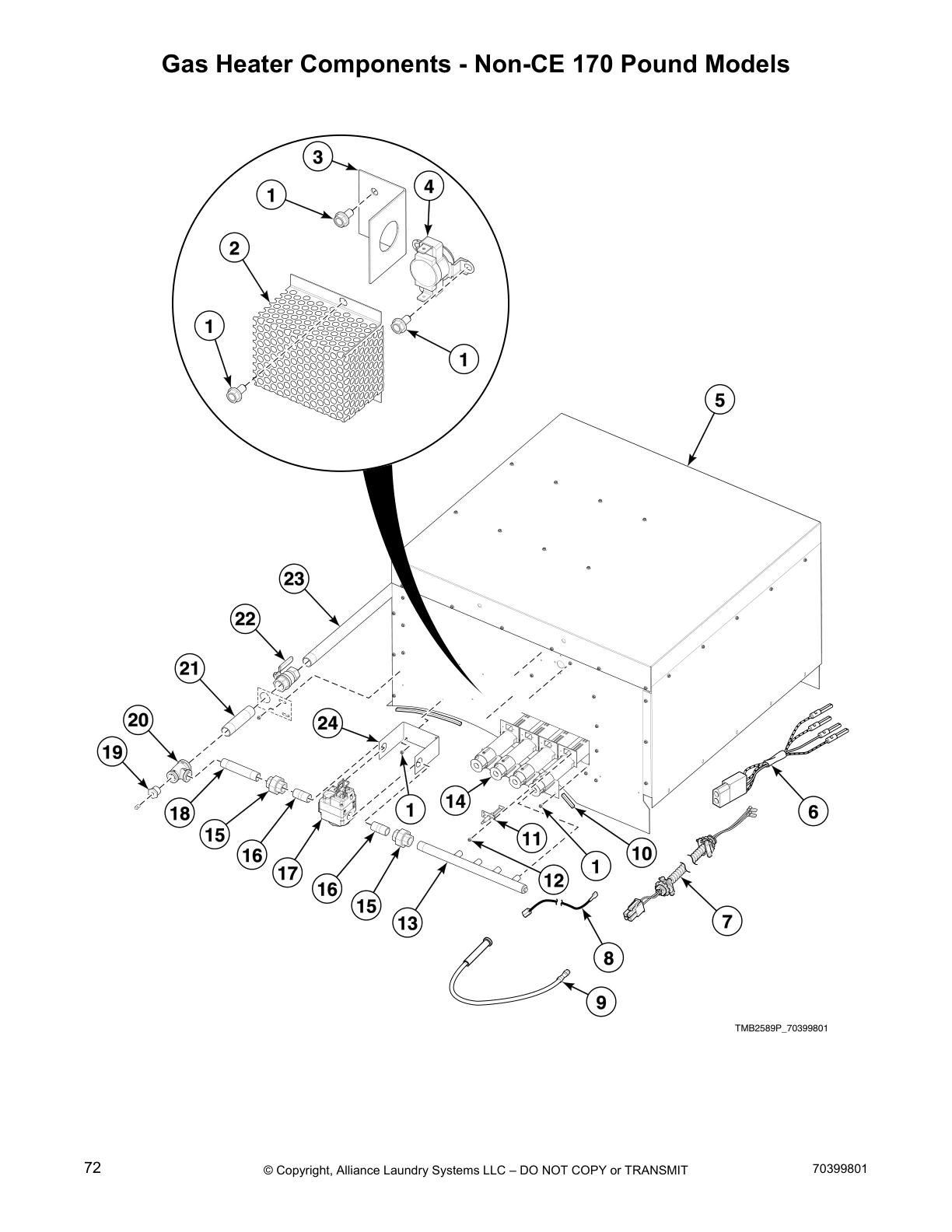 Gas Heater Components - Non-CE 170 Pound Models