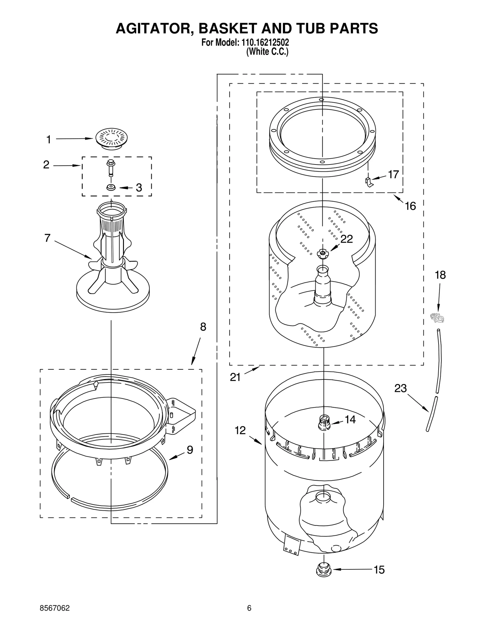 AGITATOR, BASKET AND TUB PARTS