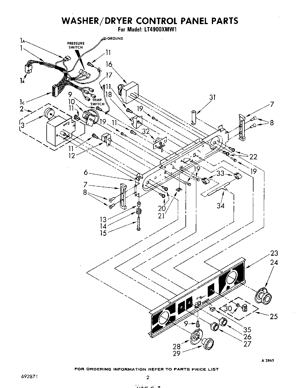 02 - WASHER/DRYER CONTROL PANEL