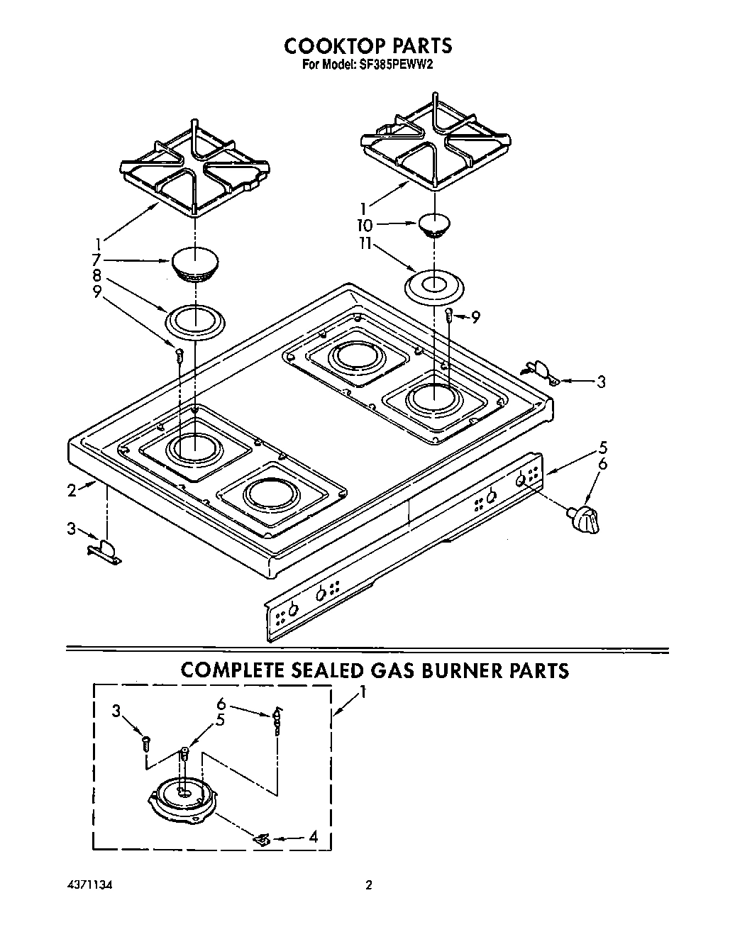 02 - COOKTOP, COMPLETE SEALED GAS BURNER