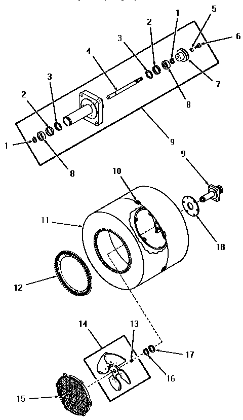 04 - DRUM, BEARING HOUSING AND BLOWER FAN