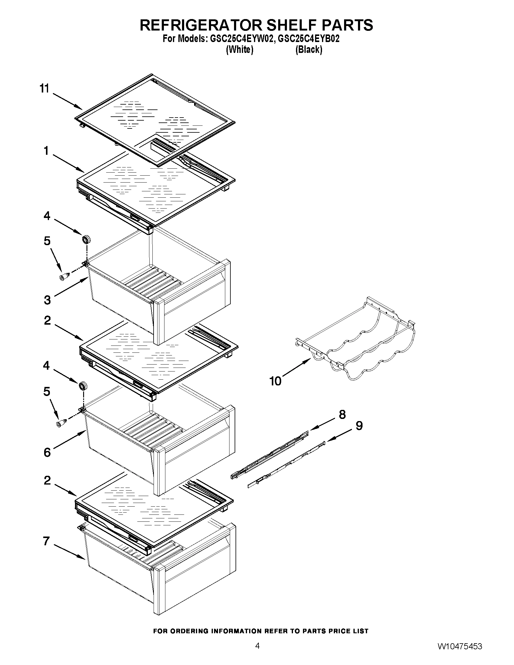 03 - REFRIGERATOR SHELF PARTS