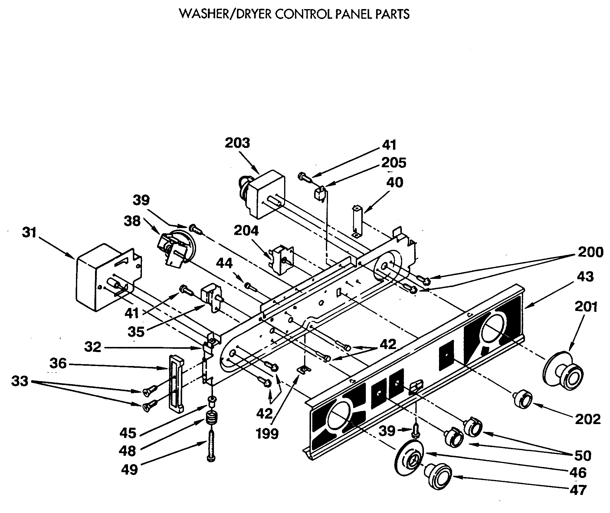 WASHER/DRYER CONTROL PANEL PARTS