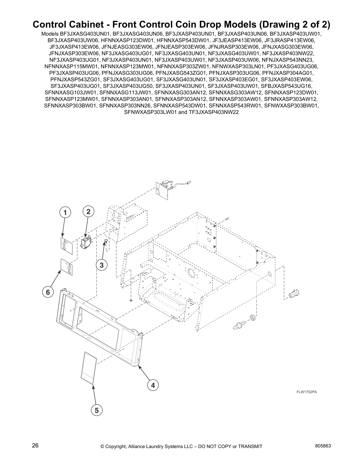 Control Cabinet - Front Control Coin Drop Models (Drawing 2 of 2)