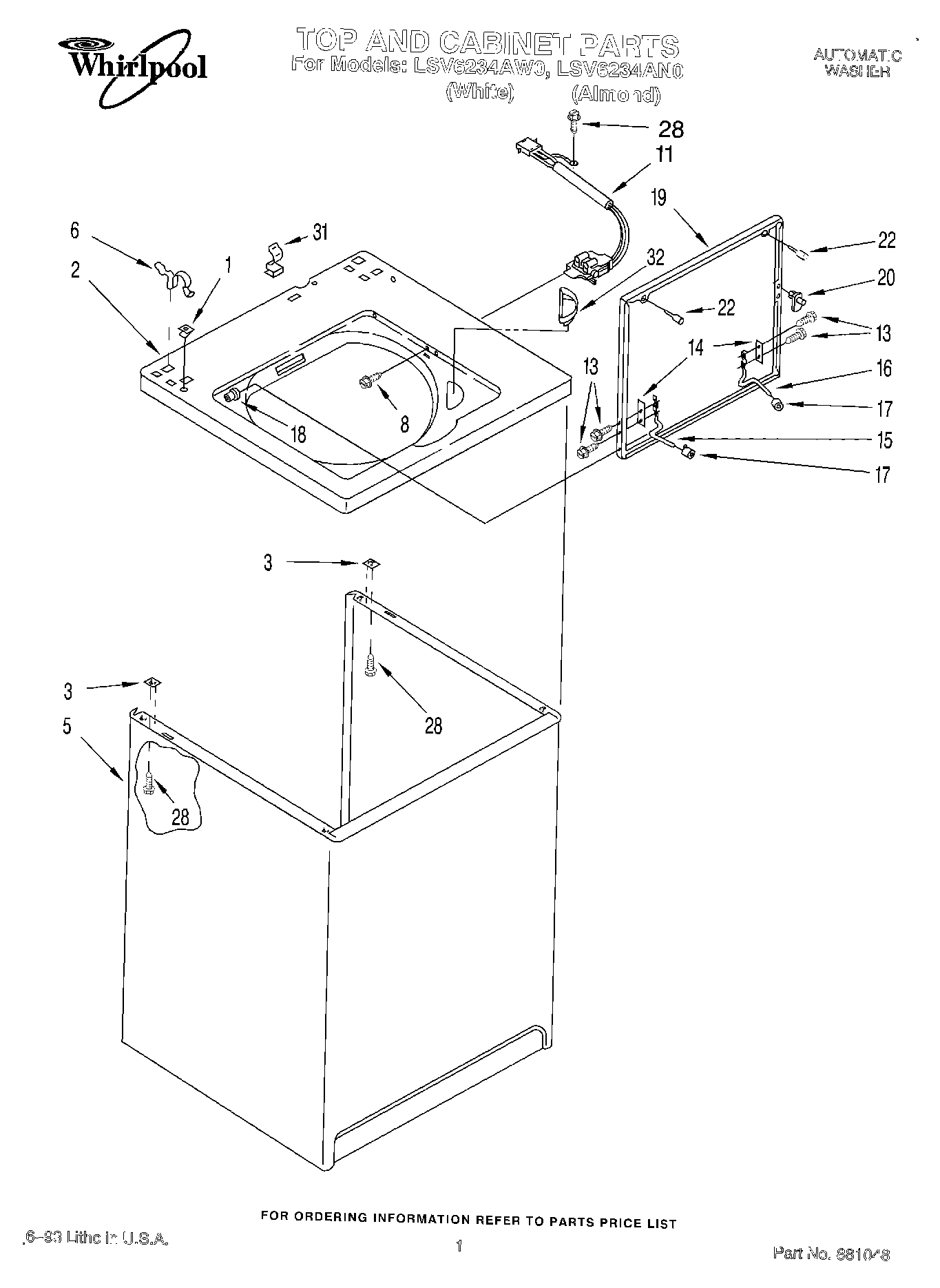 01 - TOP AND CABINET, LIT/OPTIONAL