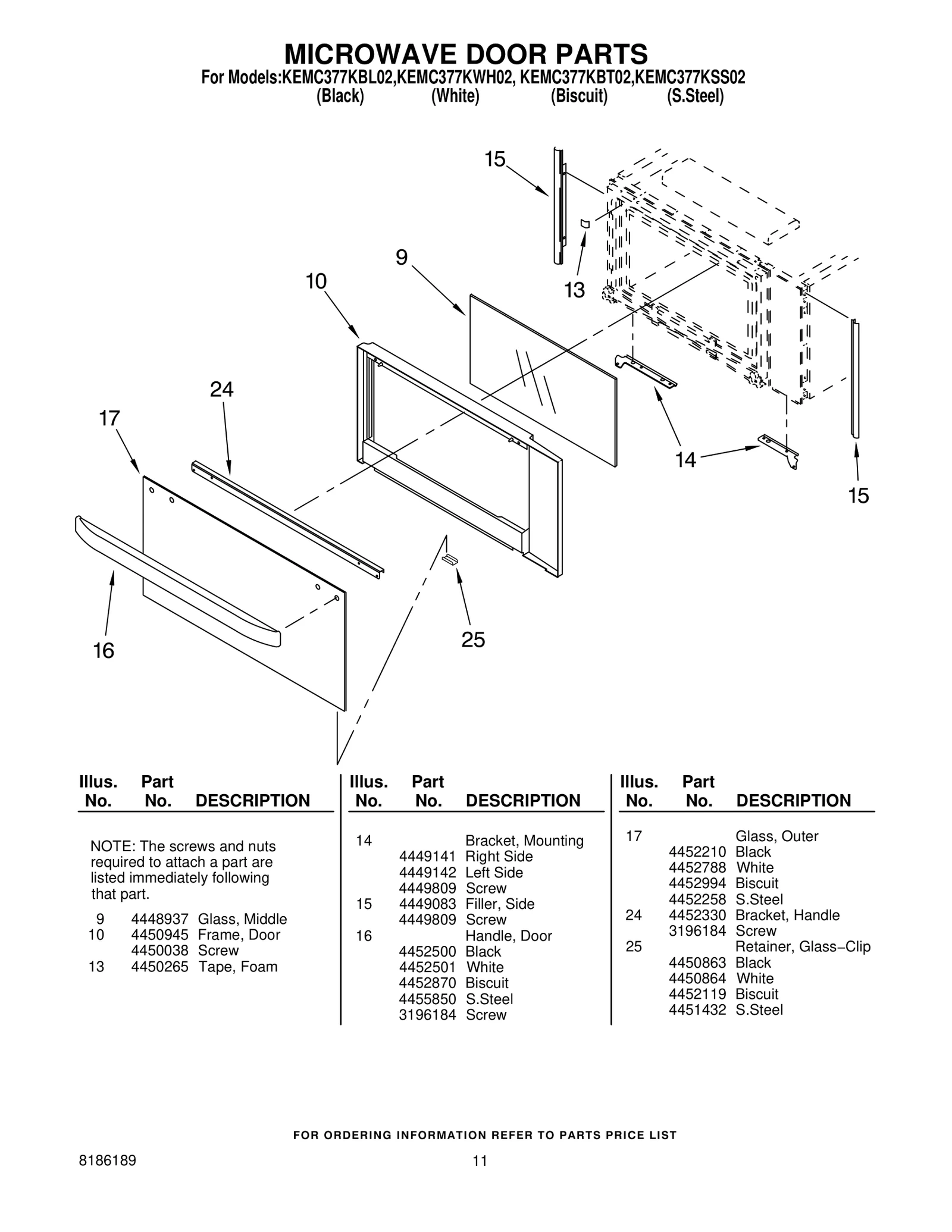 MICROWAVE DOOR PARTS