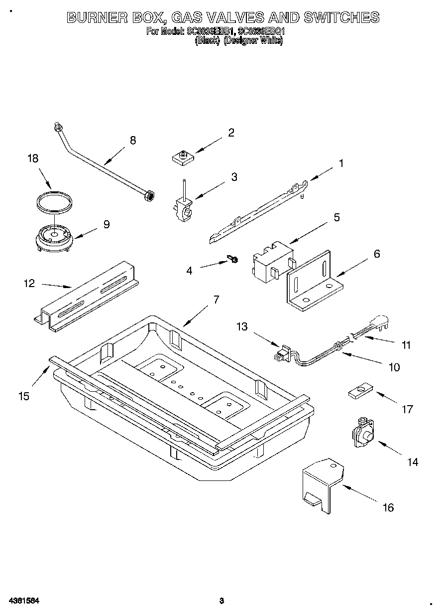 02 - BURNER BOX, GAS VALVES AND SWITCHES