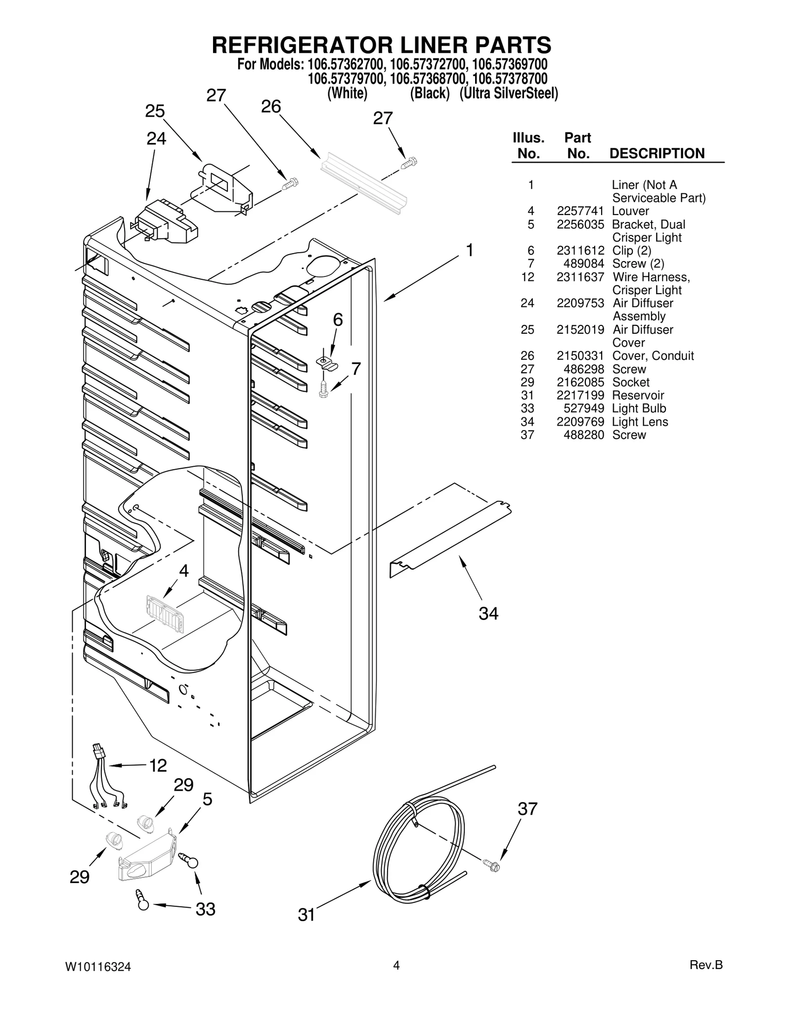 REFRIGERATOR LINER PARTS