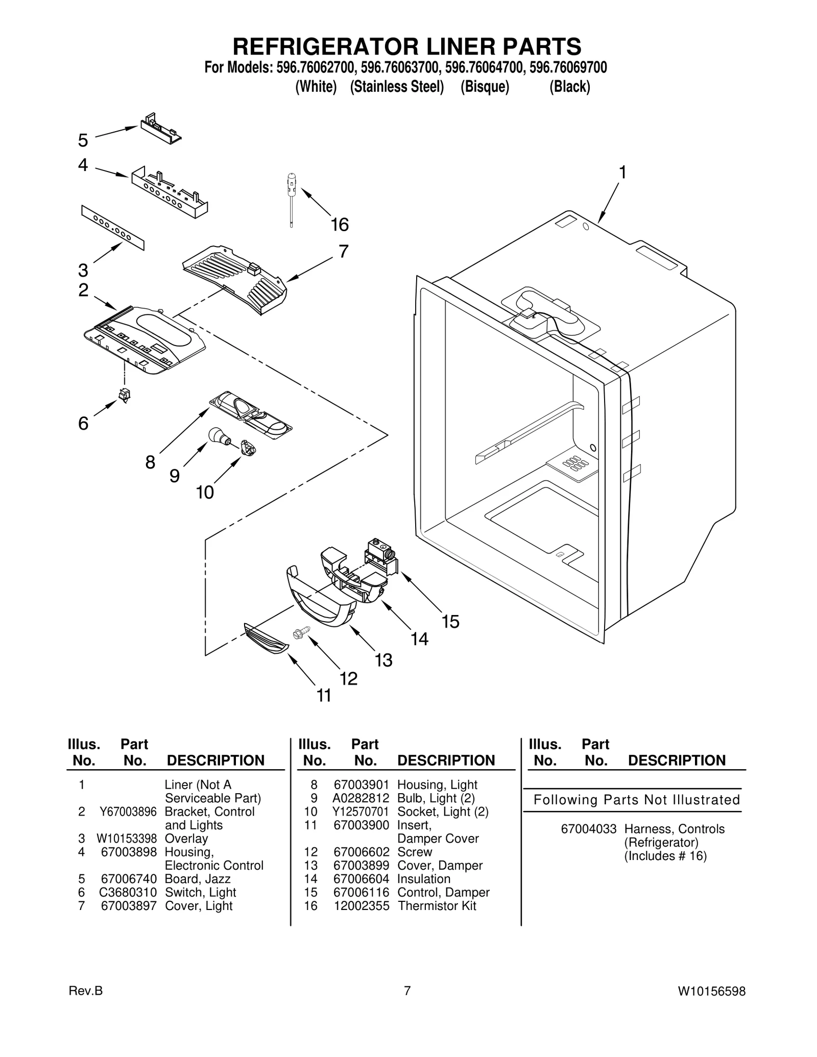 REFRIGERATOR LINER PARTS