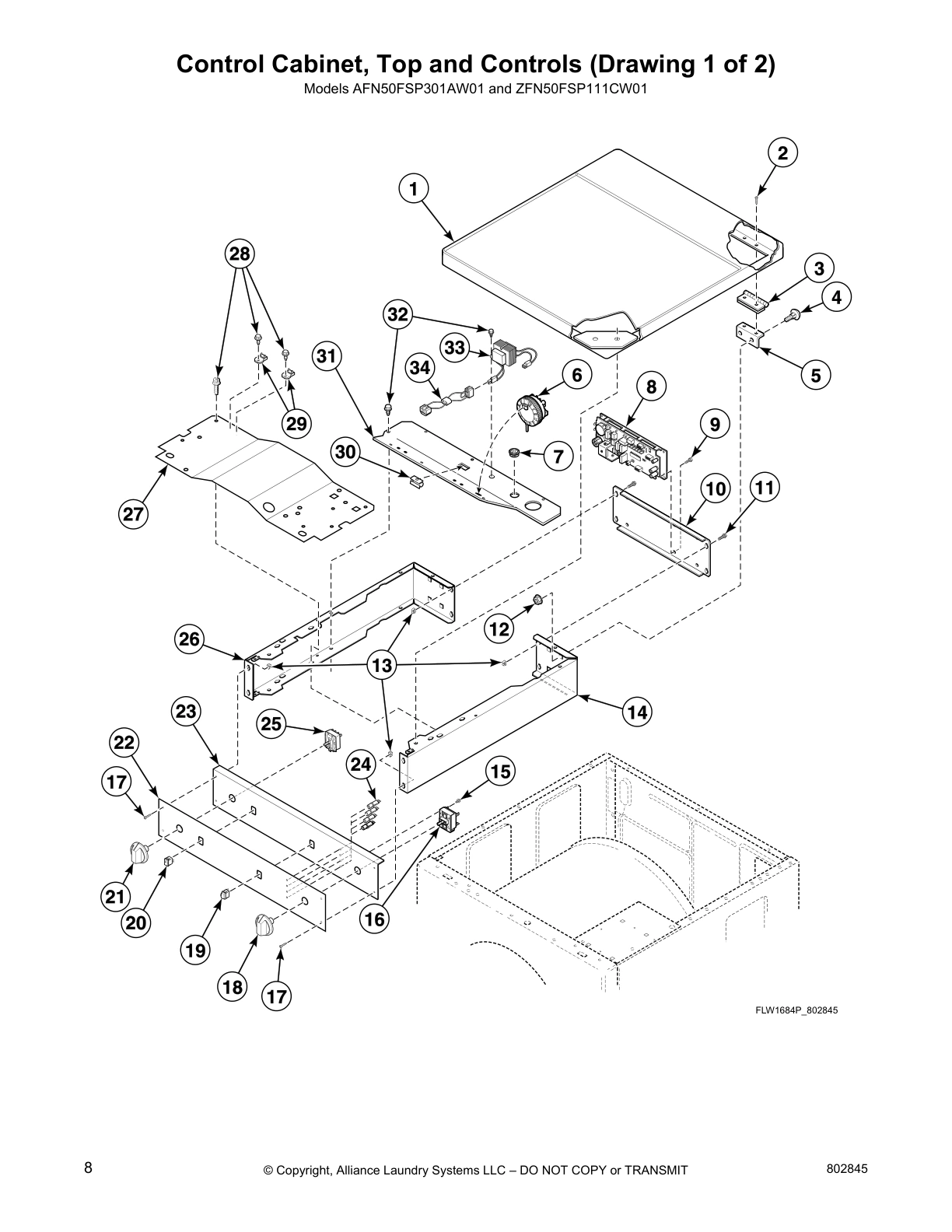 Control Cabinet, Top and Controls (Drawing 1 of 2)