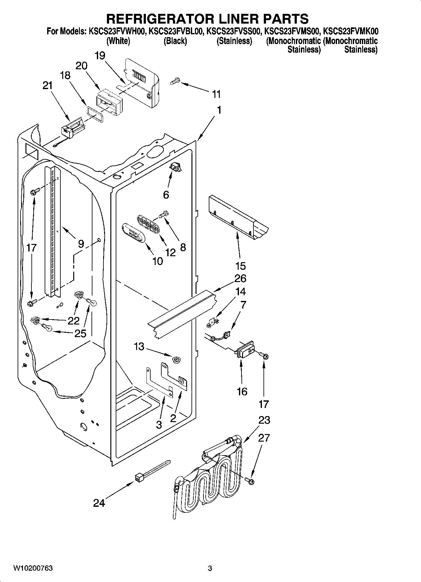 02 - REFRIGERATOR LINER PARTS
