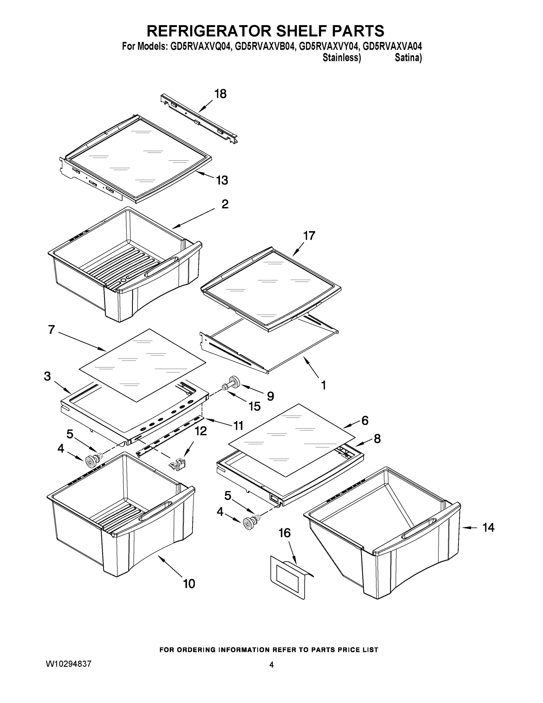 03 - REFRIGERATOR SHELF PARTS
