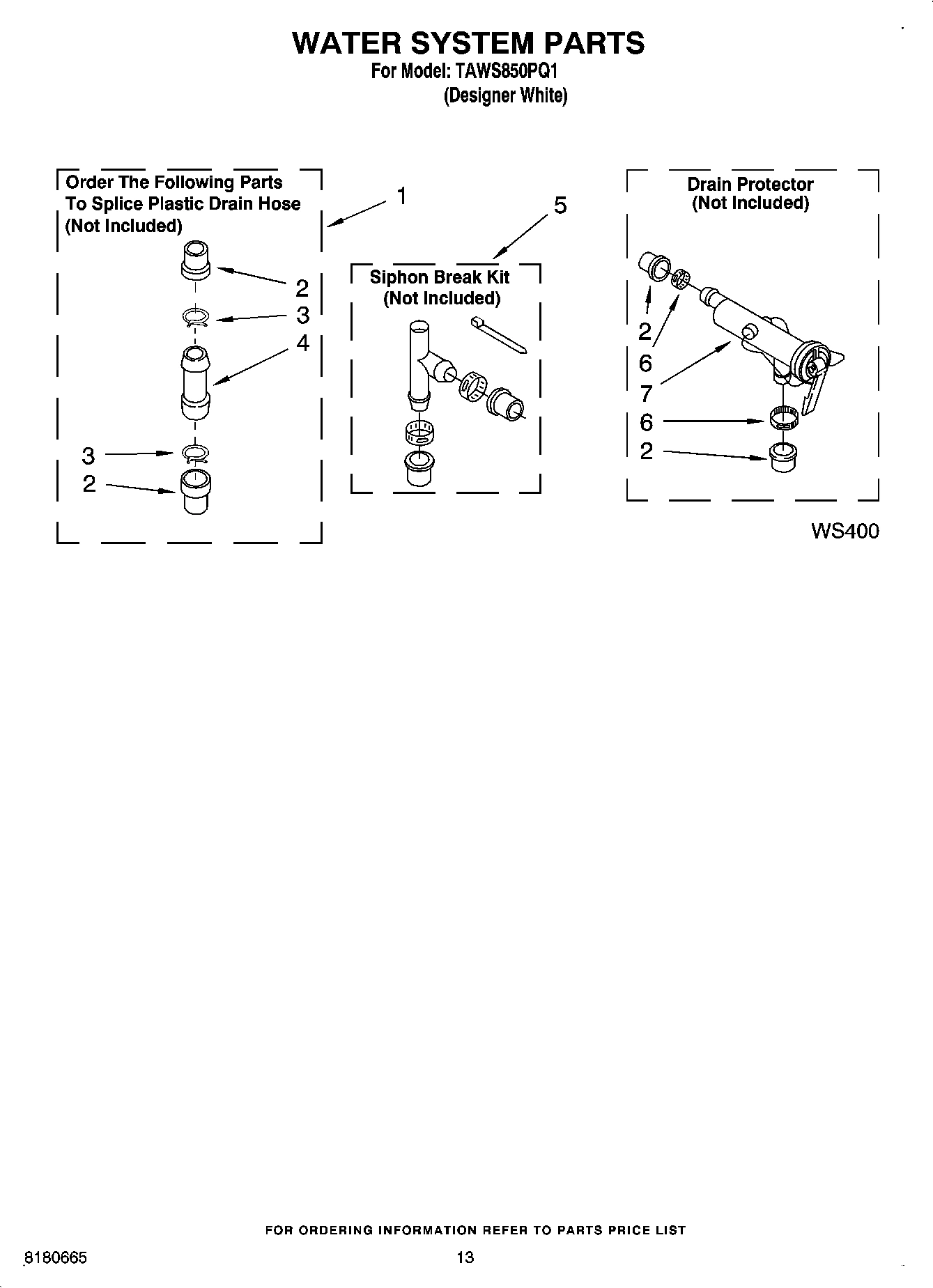 09 - WATER SYSTEM PARTS, MISCELLANEOUS PARTS, OPTIONAL PARTS (NOT INCLUDED)