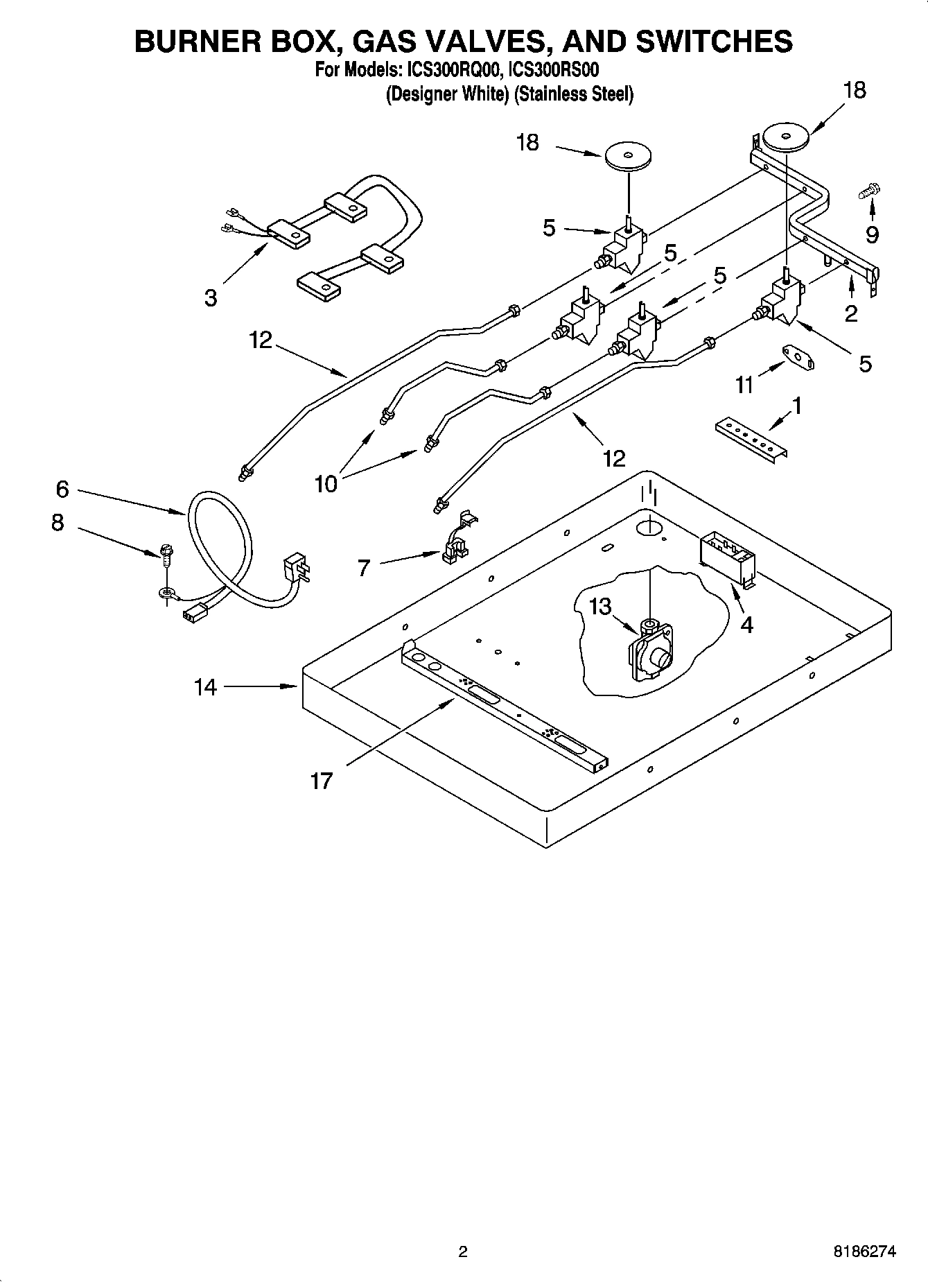 02 - BURNER BOX, GAS VALVES, AND SWITCHES