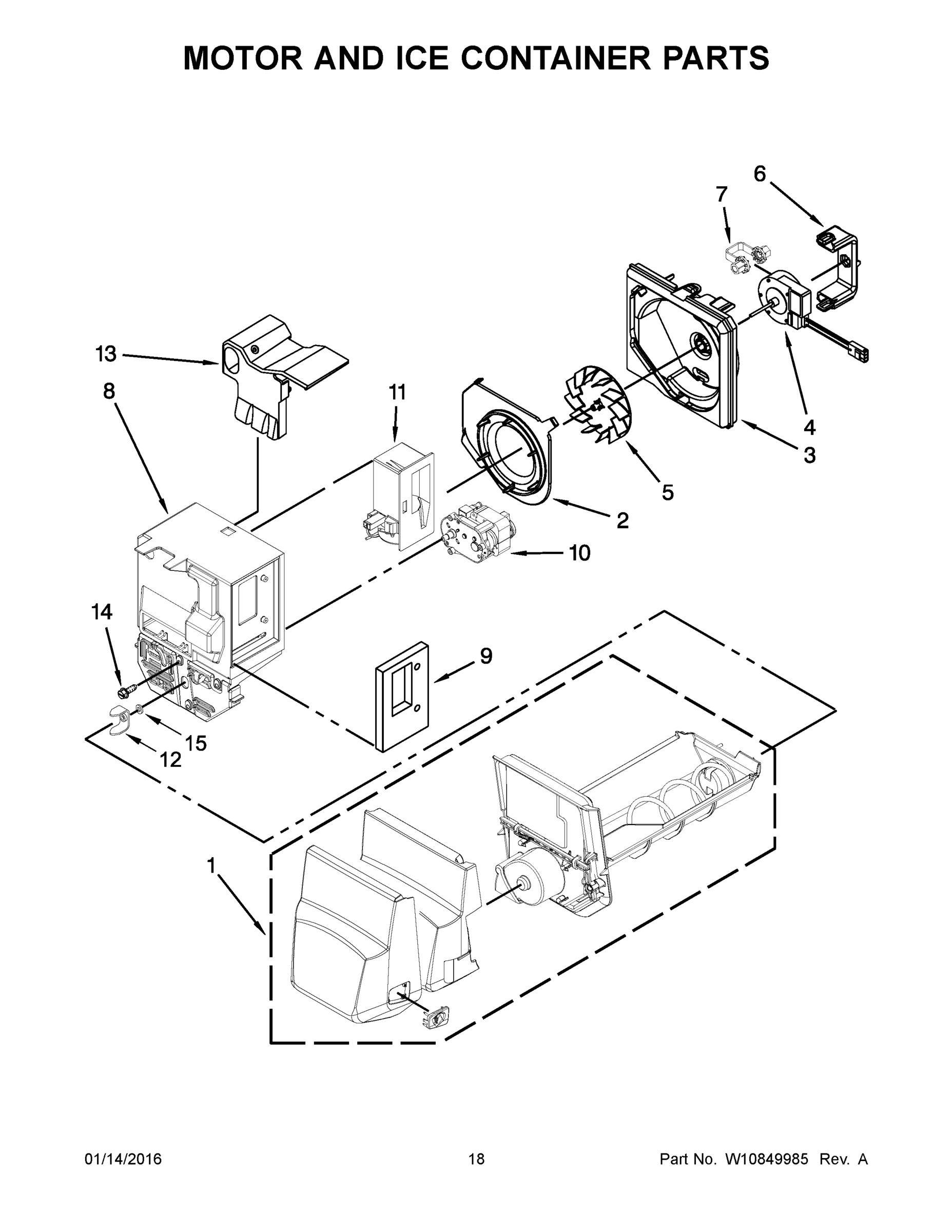10 - MOTOR AND ICE CONTAINER PARTS