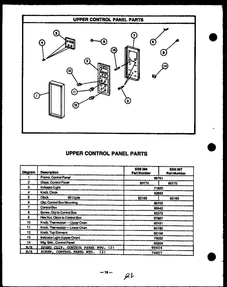 05 - UPPER CONTROL PANEL PARTS