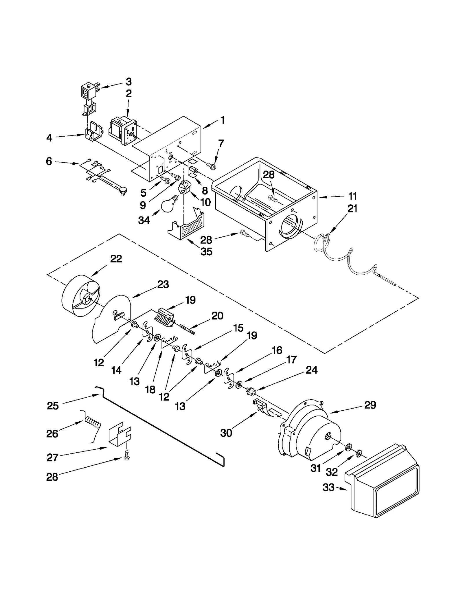 MOTOR AND ICE CONTAINER PARTS