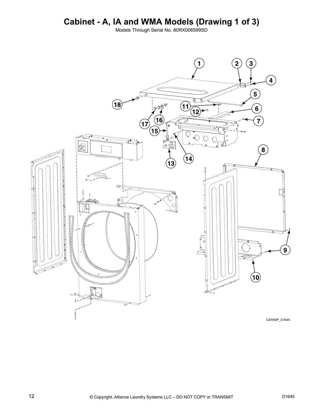 Cabinet - A, IA and WMA Models (Drawing 1 of 3)