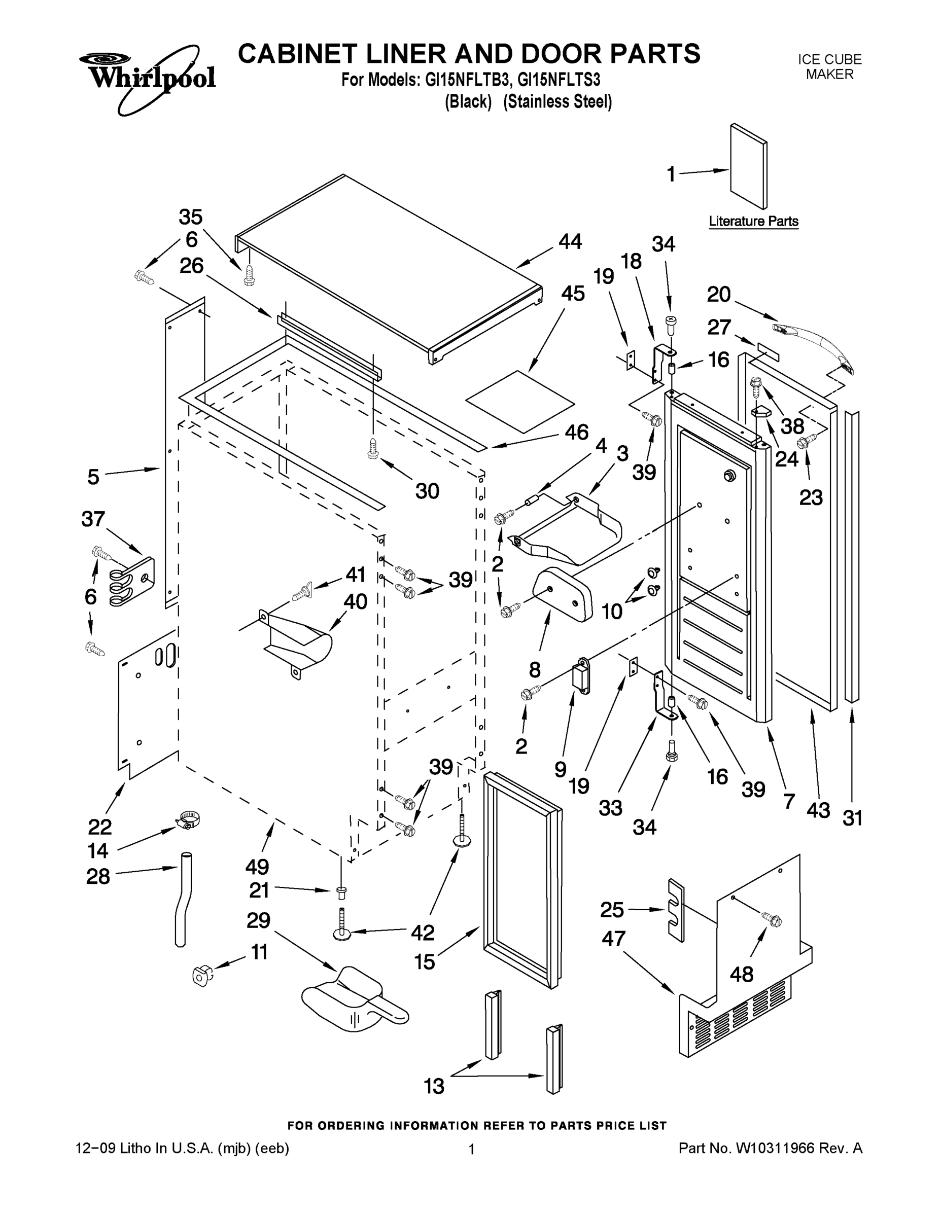 01 - CABINET LINER AND DOOR PARTS