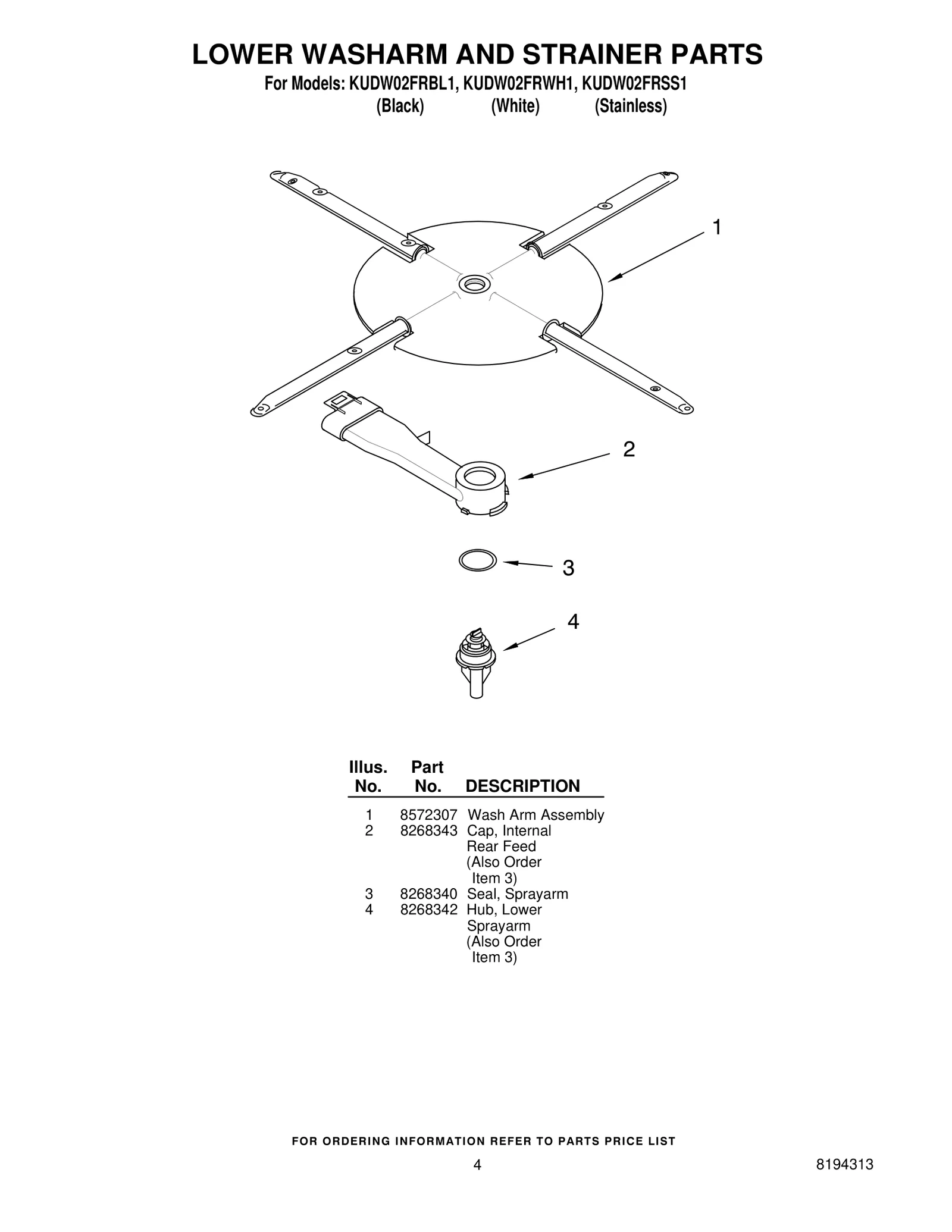 LOWER WASHARM AND STRAINER PARTS