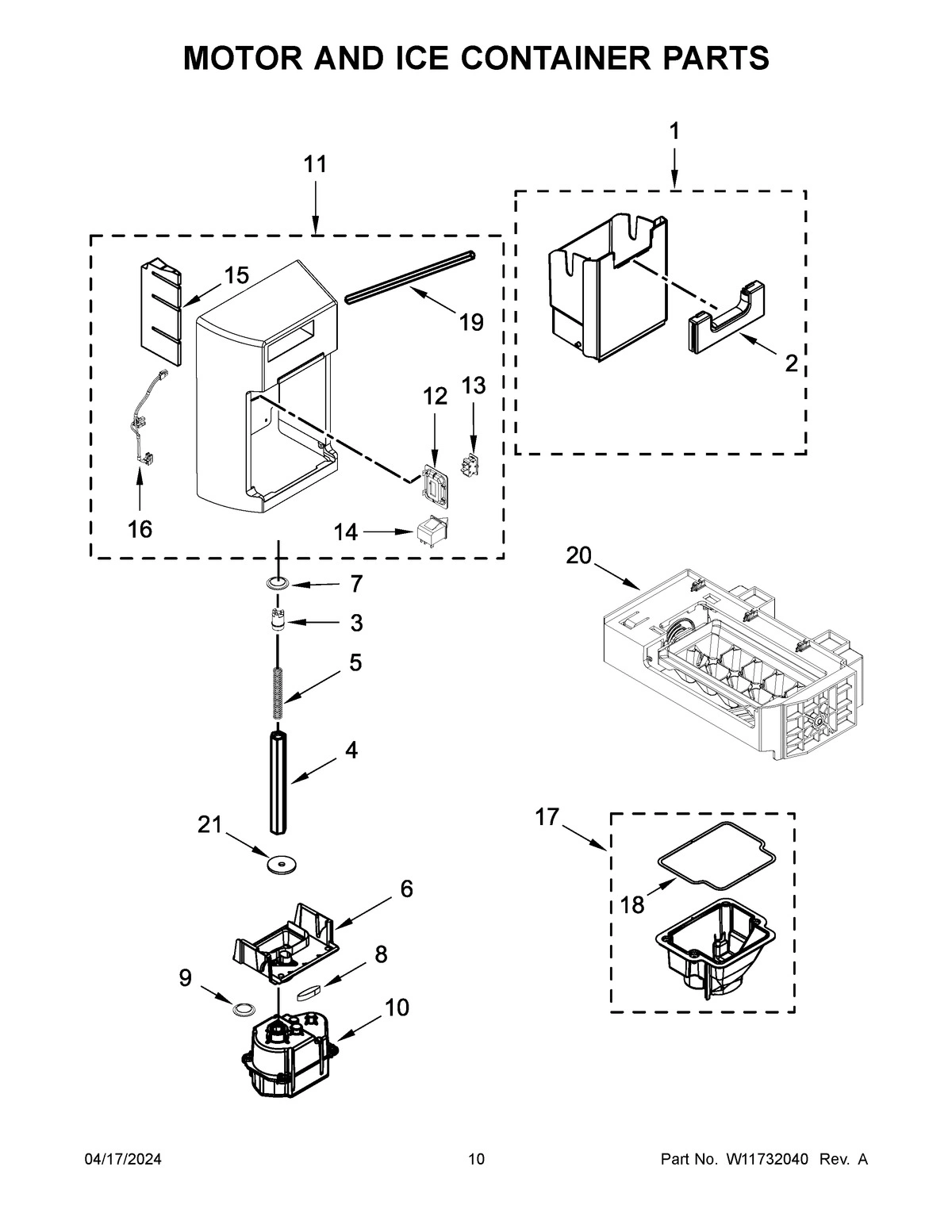06 - MOTOR AND ICE CONTAINER PARTS