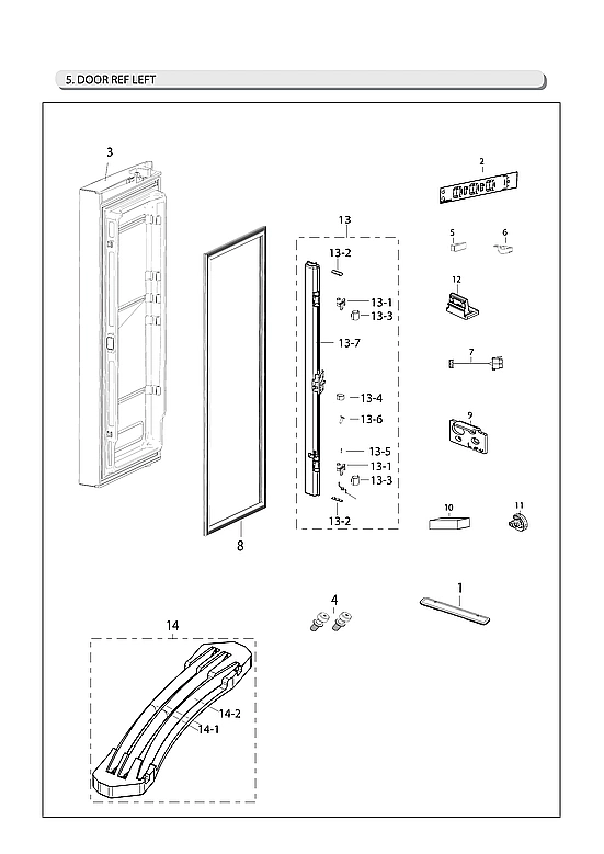 Left Refrigerator Door Parts