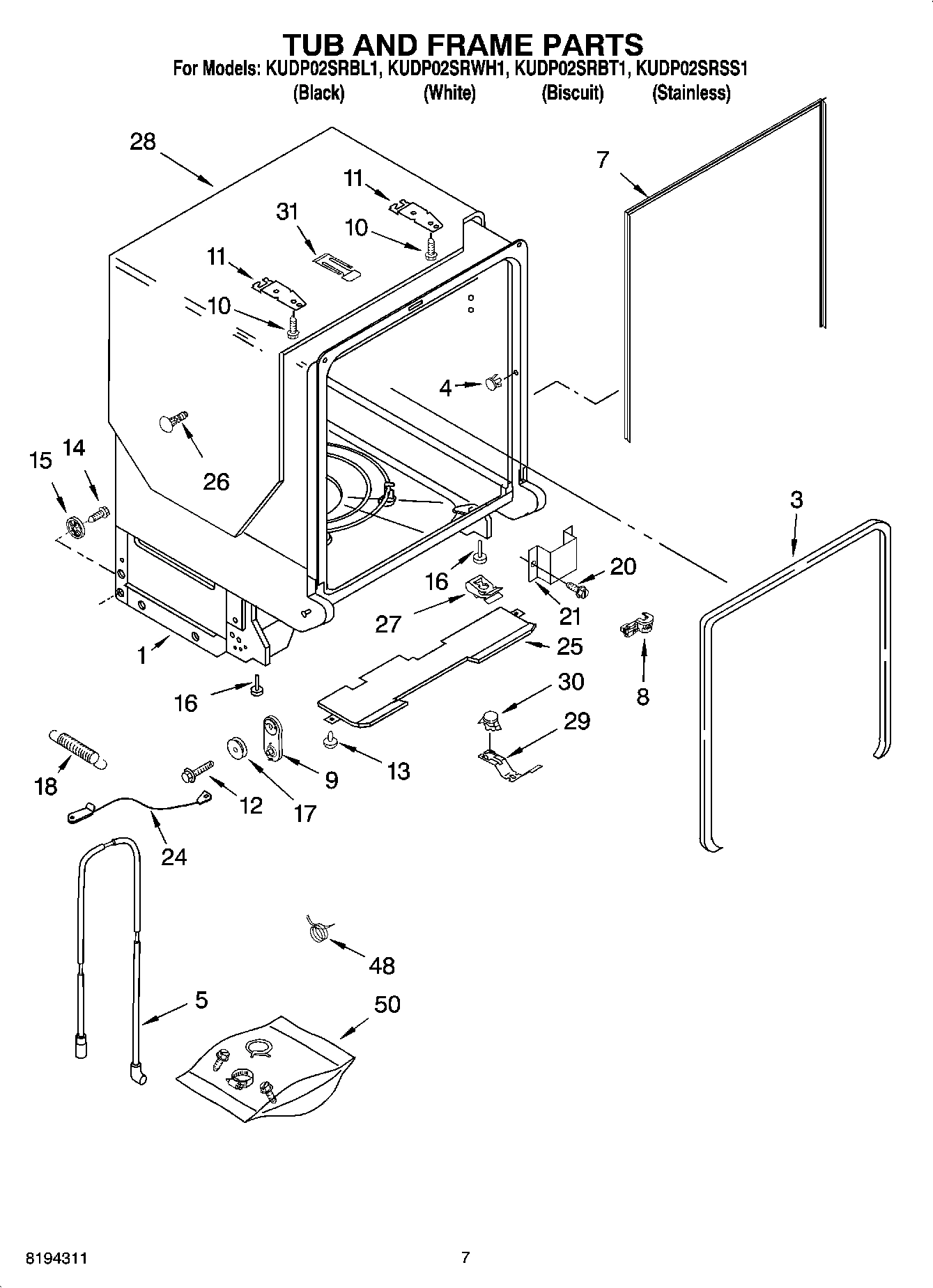 07 - TUB AND FRAME PARTS