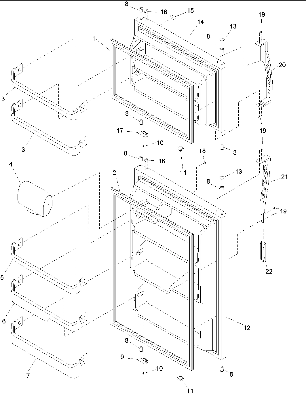 02 - Door Assy, Handles & Shelves