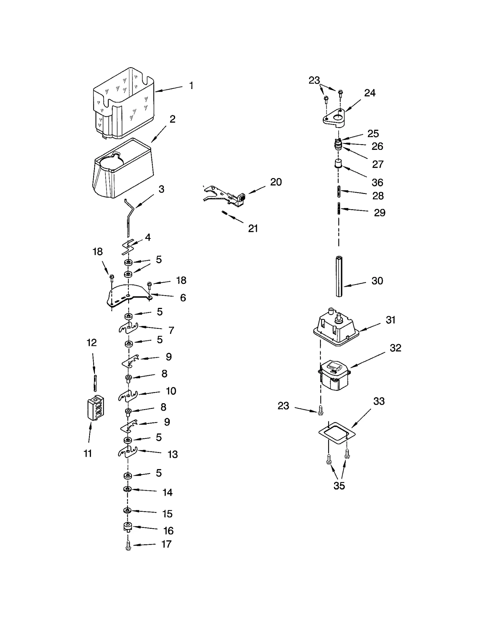 MOTOR AND ICE CONTAINER