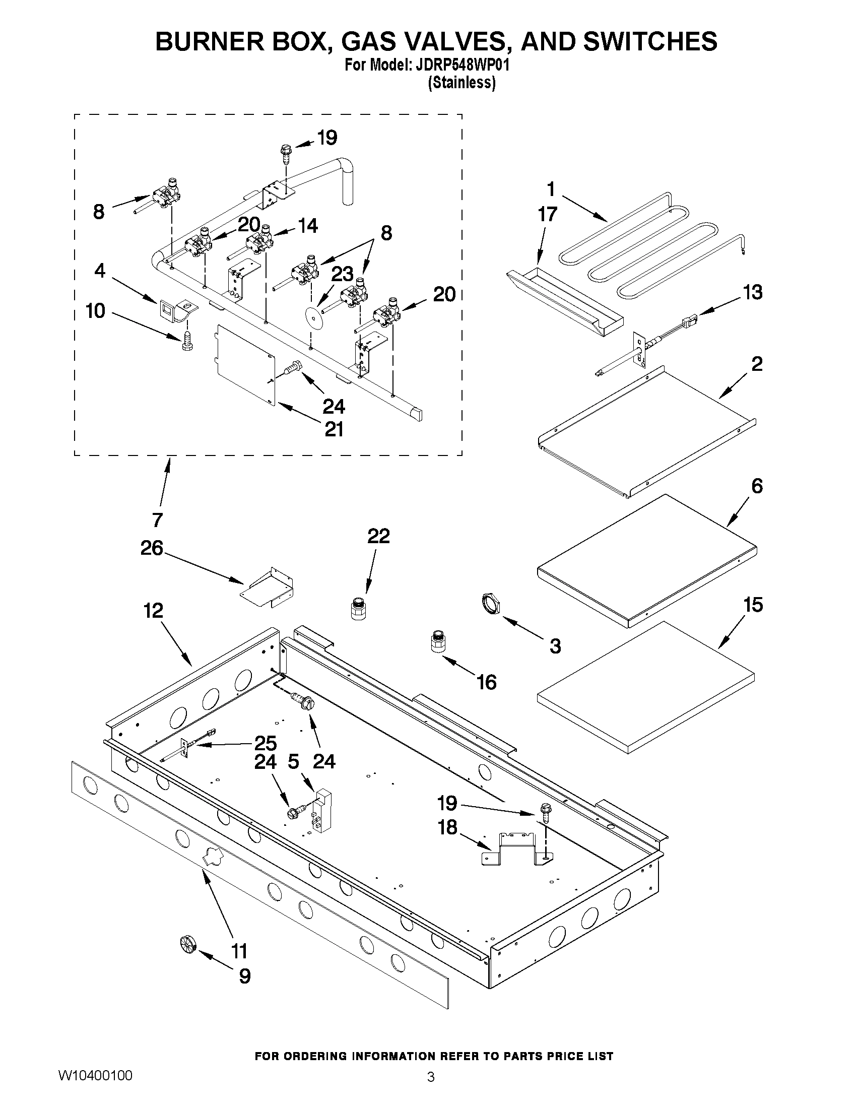 02 - BURNER BOX, GAS VALVES, AND SWITCHES