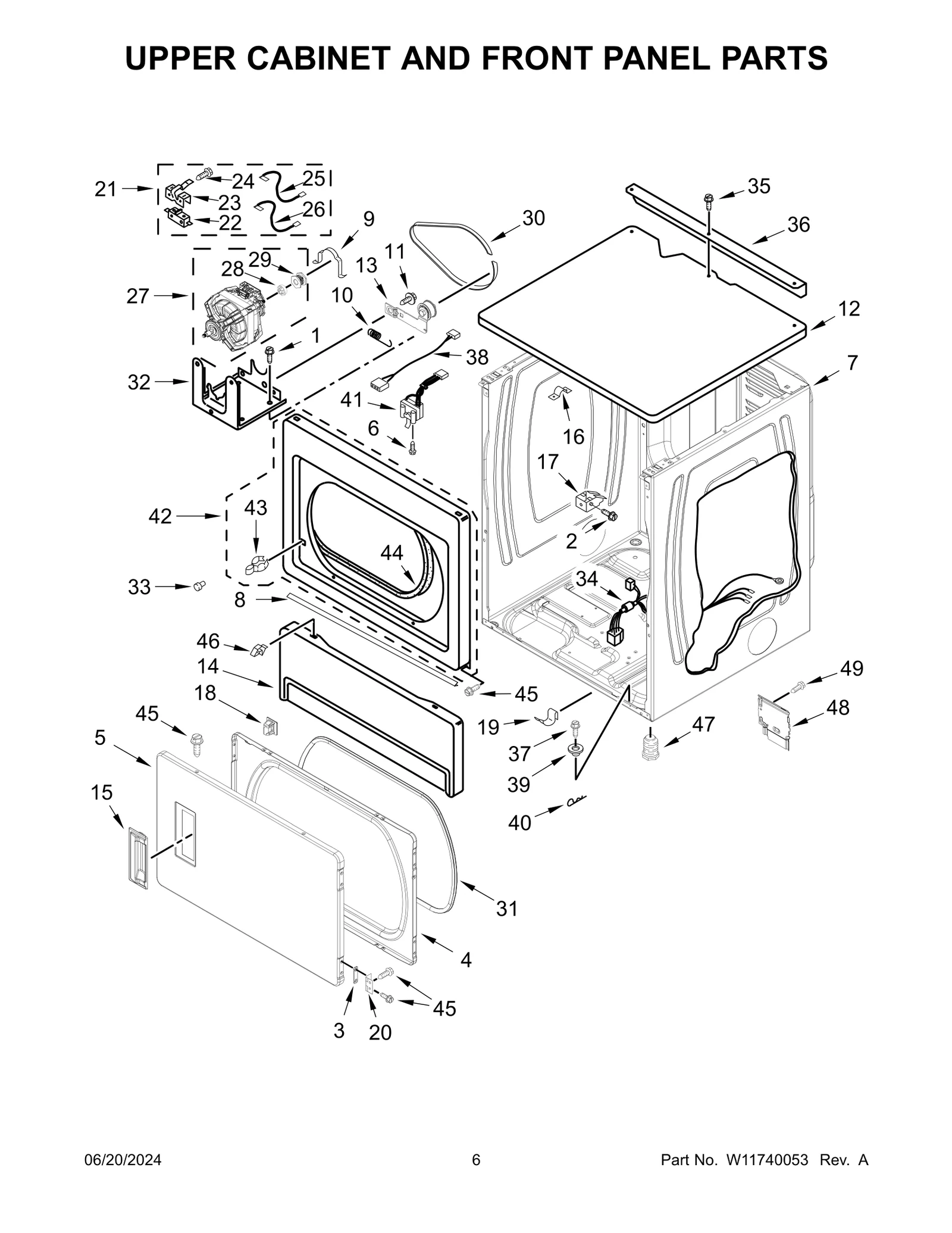 UPPER CABINET AND FRONT PANEL PARTS